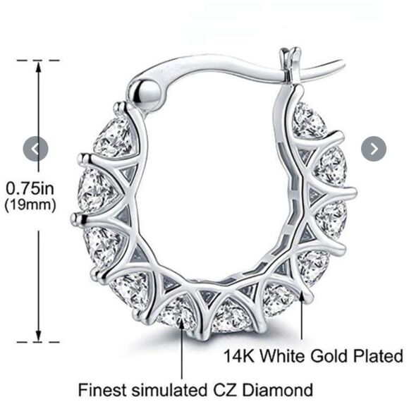 Elegant Gold Hoop CZ Diamond Earrings - Picture 3 of 5